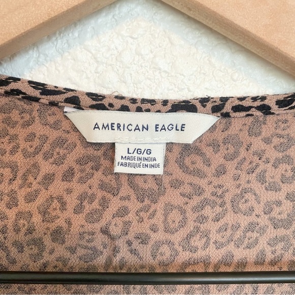 American Eagle Blouse Womens Animal Print Cropped Shirt Boho Large - Picture 4 of 10